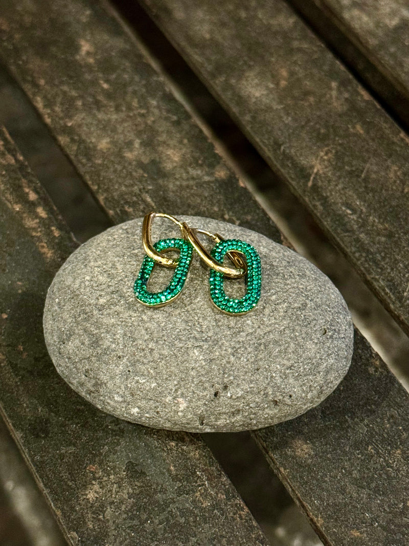 PENDIENTES GREEN FABIOLA GOLD